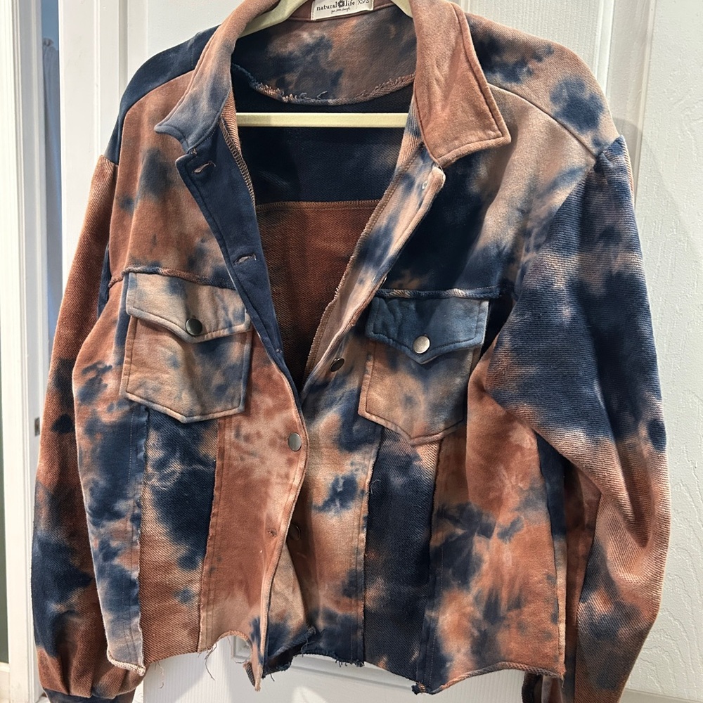 Natural Life Tie-Dye Jacket in Blue and Orange